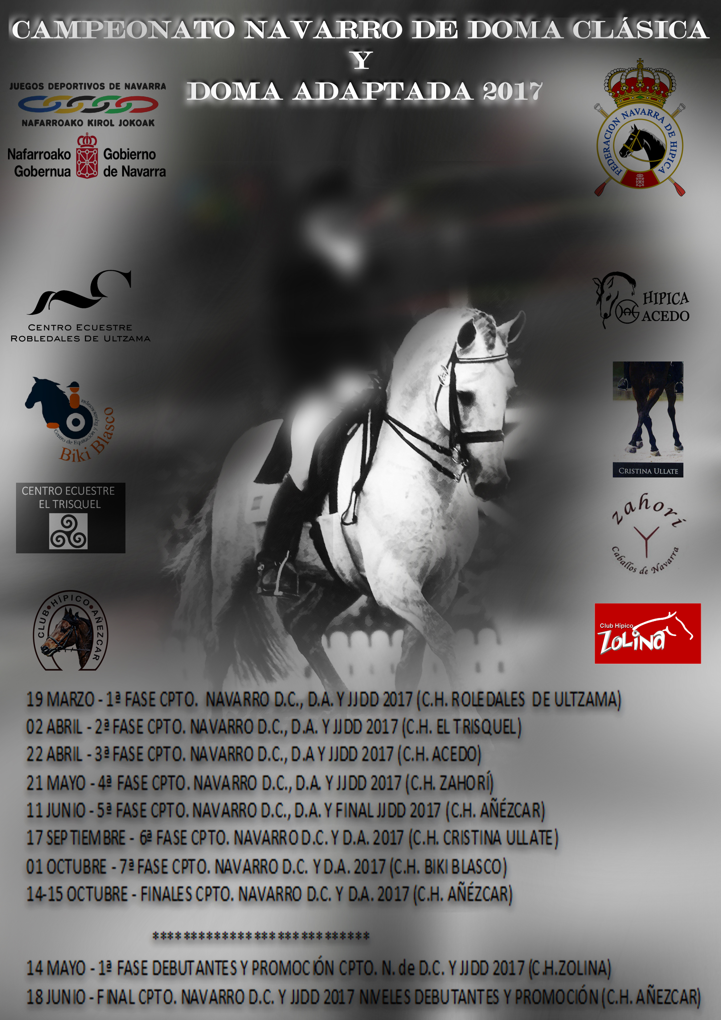 7&ordf; Fase Campeonato Navarro Doma Clasica y Doma Adaptada el domingo 1 de octubre en Labiano